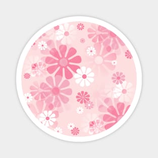 1960's Retro Mod Flowers in Blush Pink and White Magnet